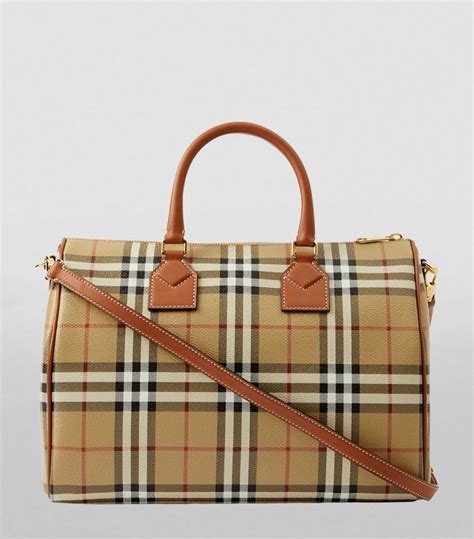 burberry walk in the rain bowler bag|Medium Check Bowling Bag in Archive beige/briar brown.